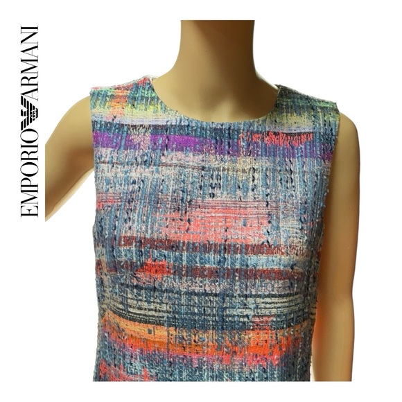 EMPORIO ARMANI Tweed Multicolored Dress Size Medium 44 - Picture 4 of 11
